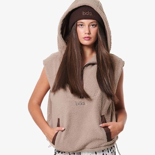 Body Action Sherpa-Fleece Hoodie Gilet