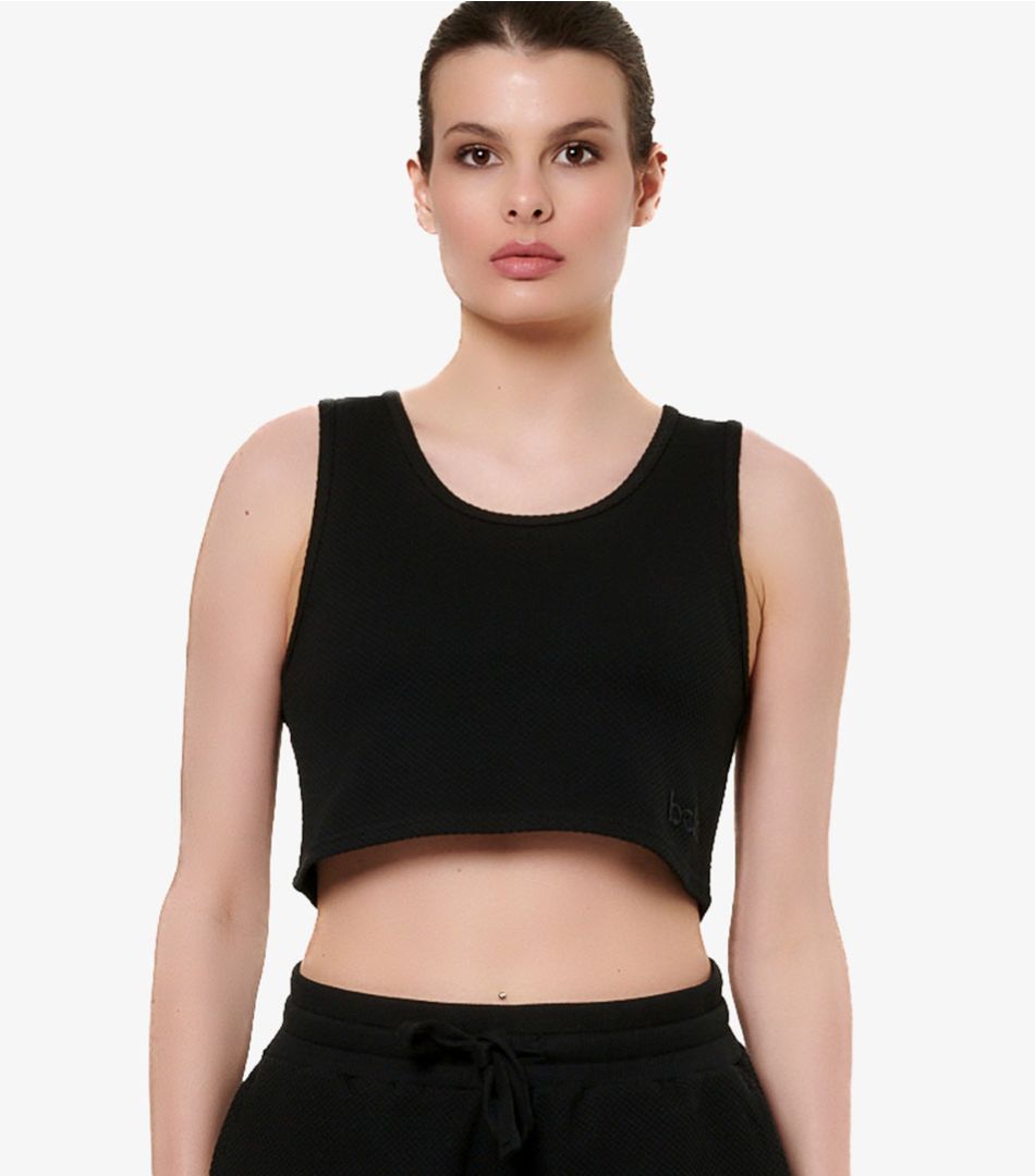 Body Action Waffle Crop Sleeveless Top
