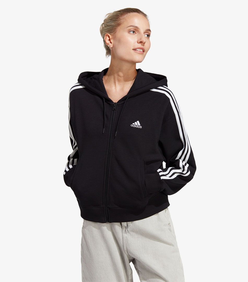 Adidas Essentials 3-Stripes French Terry Bomber Full-Zip Hoodie