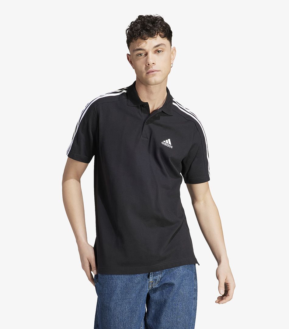 Adidas Essentials Pique Embroidered Small Logo 3-Stripes Polo Shirt